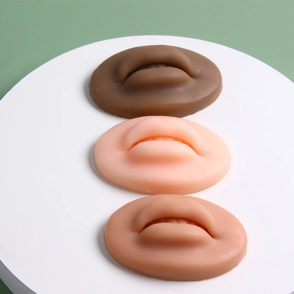 new 3pcs Tattoo Practice Lips Light Skin /Dark Skin /Brown Silicone Microblading 2025 Practice Skin 3D Lip Skin Tattoo Cosmetic Lip