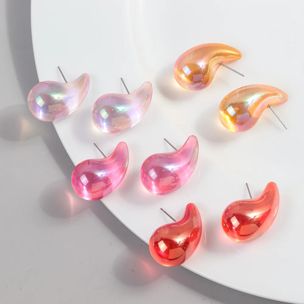 FishSheep Trendy Colored Clear Chunky Waterdrop Hoop Earrings for Women Girl new Acrylic Teardrop Earrings 2025 Lightweight Jewelry Gifts