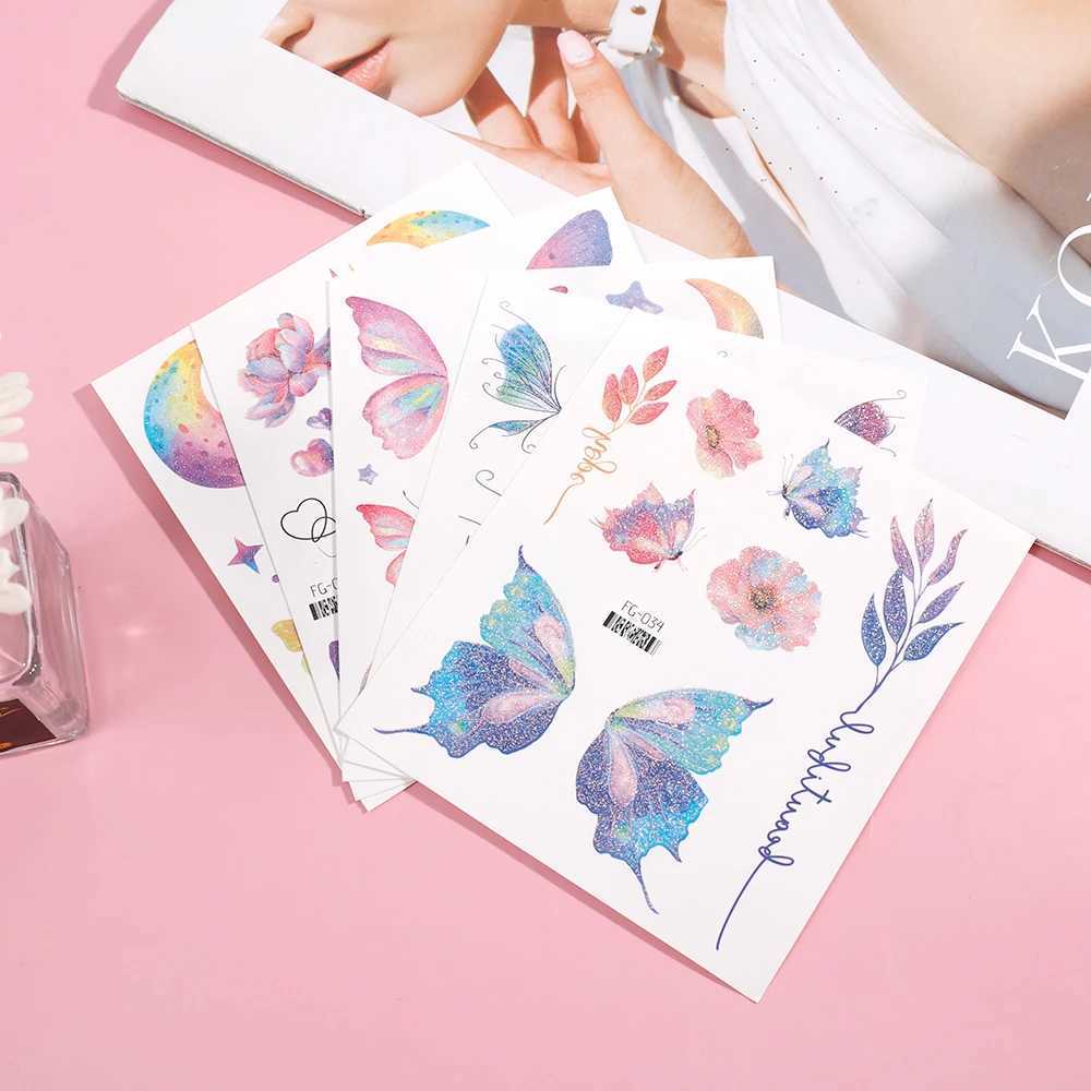 3D Fairy Butterfly Wings Shining Tattoo Stickers Waterproof Eyes Facial Body Art Fake Tattoo Female Makeup Dance Music Festival W241109