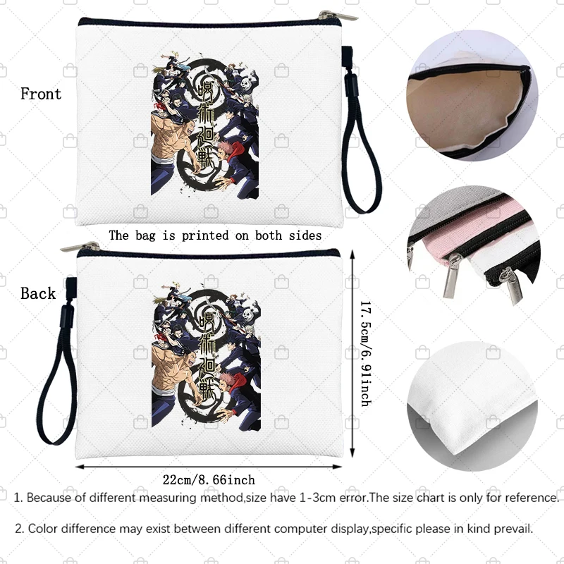 Jujutsu Gojo Satoru Kaisen Makeup Cosmetic Kits Travel Bag Make Up Bags for Women Pouch School Case Pencil Pouchs Organizer smile