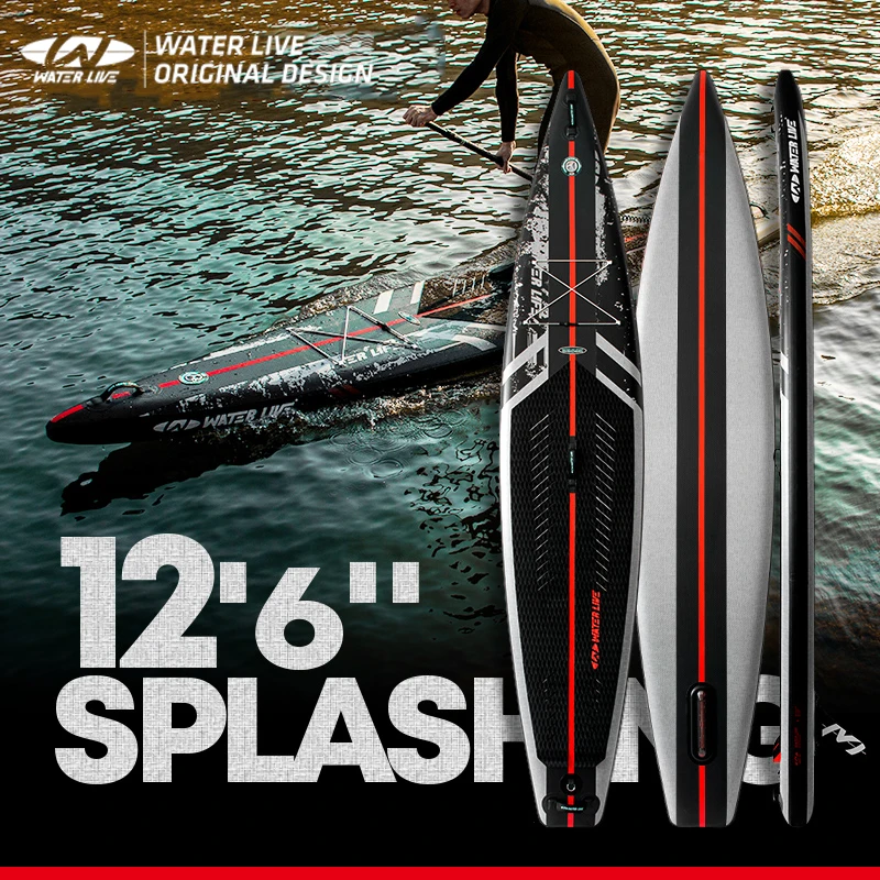 Iatable WATERLIVE ZHUMO 12'6"x29"x6" Travel Surfboard Professional Water Cruise Paddle Board Suitable For Long Travel 9.8kg smile 