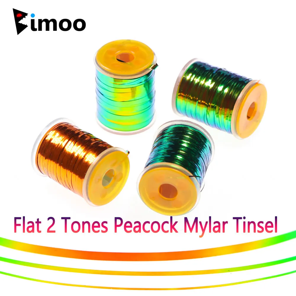 Flat Wide Bimoo 0.5mm~2mm 2 Tones Pea Mylar Tinsel Metalic Durable Body Fly Tying Material For Nymphs Midges Saltwater Fly smile