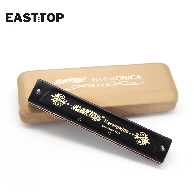 EASTTOP 22 Holes Tremolo Harmonica Key Of C Tremolo Mouth Organ Harmonica With Case For Adults Student Professional Players T22k