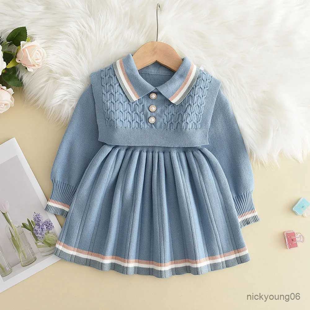 Clothing Sets Melario Autumn Winter Girls Sweater Long Sleeve Dress 2023 Christmas Party Girl Baby Retro Knitted Wool Dress Casual Vestidos
