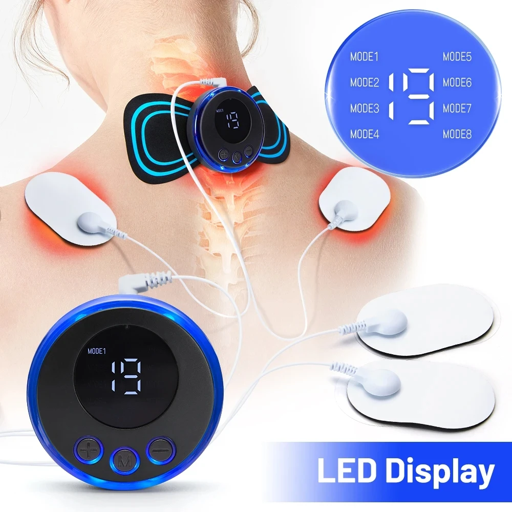 Neck Massager Lcd Display EMS Electric Cervical Massage Patch Low Frequency Pulse Muscle Stimulator Pads Pain Relief Relaxation