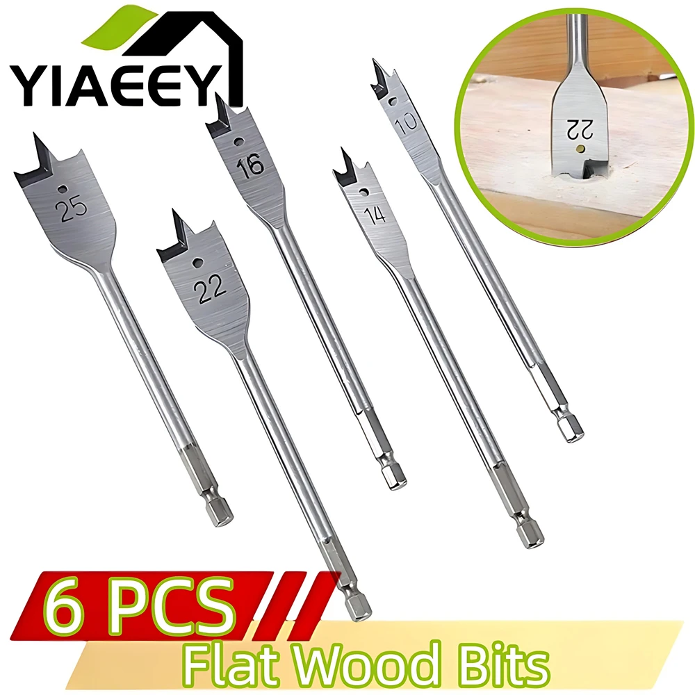 Flat Wood Drill Bits Walleted Spade Quality Holesaw hine new Bit 2025 6pcs Durable Woodworking Tool Sets Spade Drill Bits