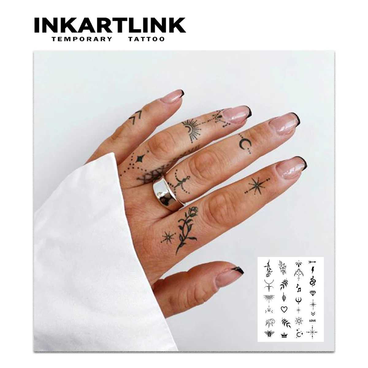 Fingernail Flower Tattoo (1) Temporary Tattoo Sticker Waterproof Magic Tattoo 15 Day Fake Tattoo Semi Permanent Tattoo W241109