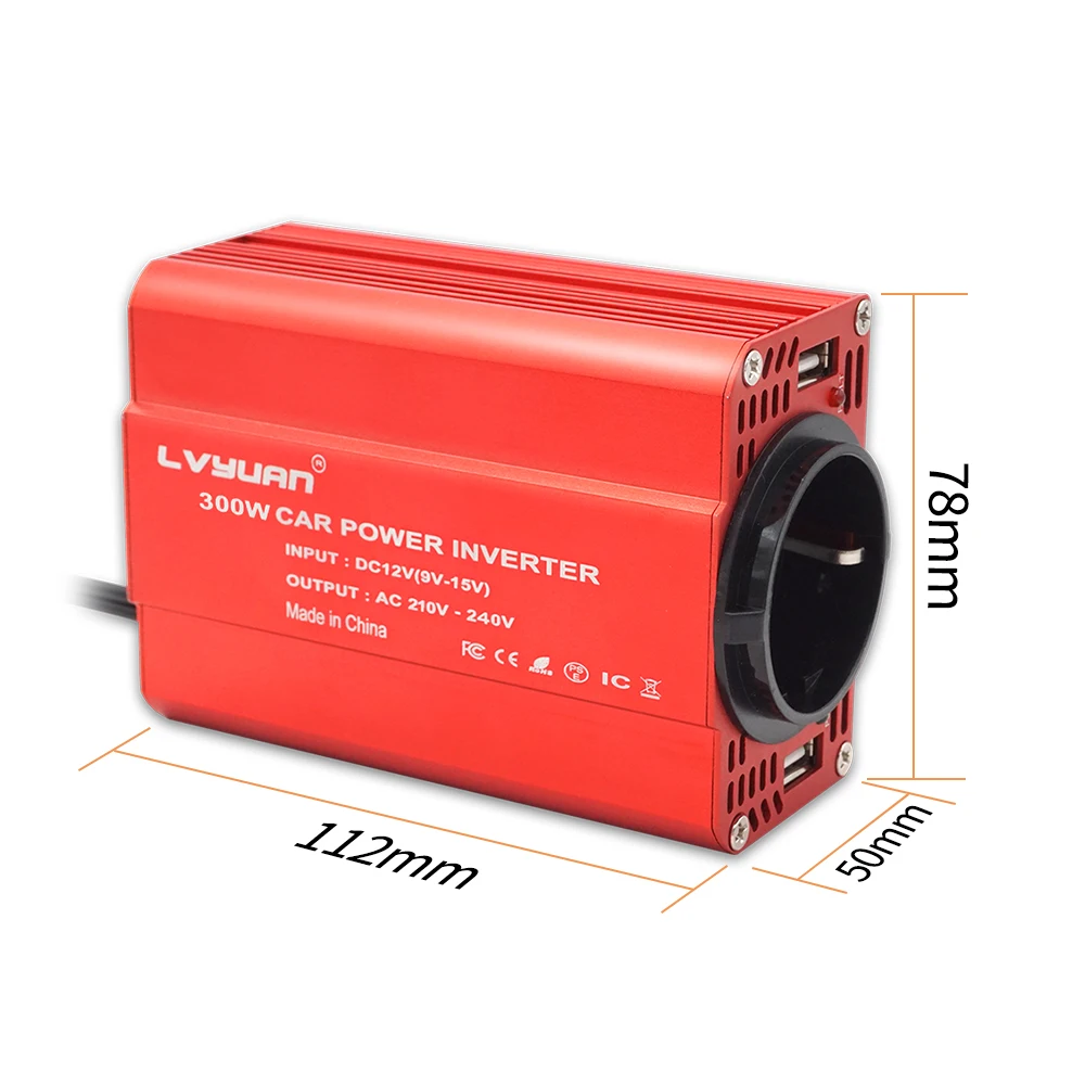 Off-grid 300W MINI Inverter DC 12V To AC 110V 220V 3.1A Dual USB Car Adapter Converter Auto Charger Modified Sine Wave EU Socket
