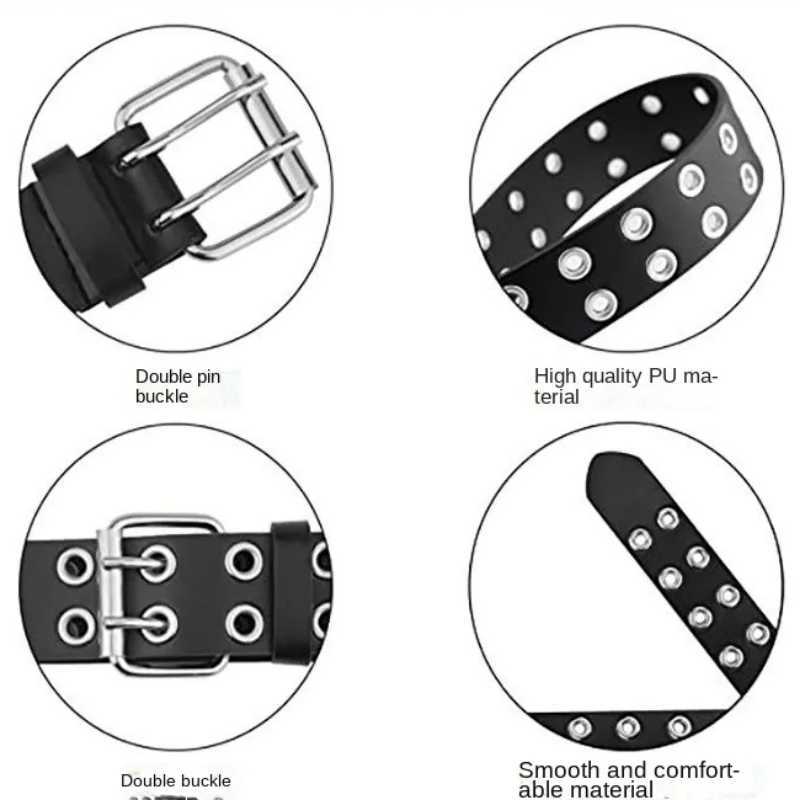 Fashion alloy ribbon chain luxury leather new punk style metal pin buckle leather mens waist belt X2411091