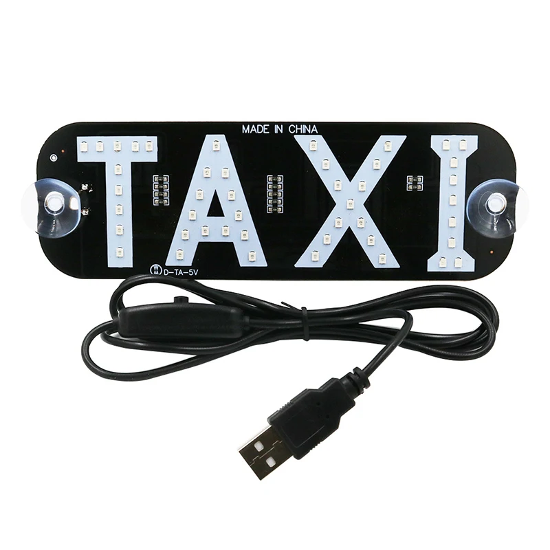 12V LED Car Taxi Cab Indicator Energy Saving Long Life Lamp Windscreen Sign Windshield Light Lamp USB Cable with On/Off Switch