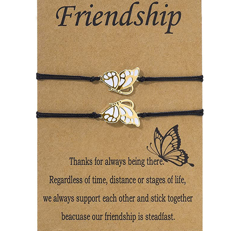 Friend Butterfly Best Friendship Bracelet for 2 Girls Gold Sier Color BFF Matching Butterfly Wings Long Distance Bracelet Gift smile