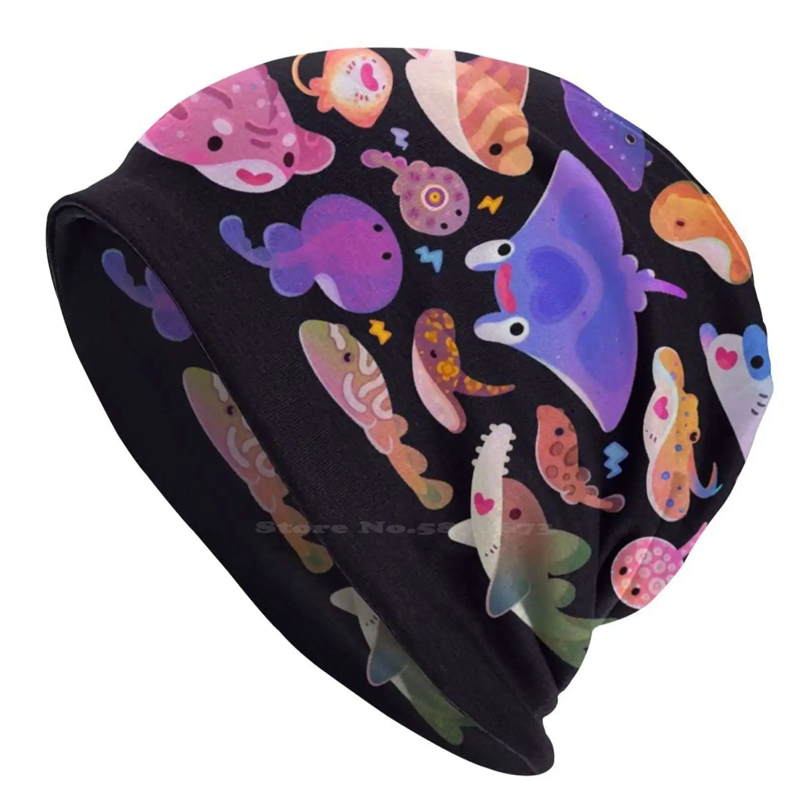 Ray Day 2 Knitted Hat Warm Beanie Outdoor Caps Pikaole Summer Marine Life Biology Cute Kawaii Animal Ocean Sea Skates Bat Ray