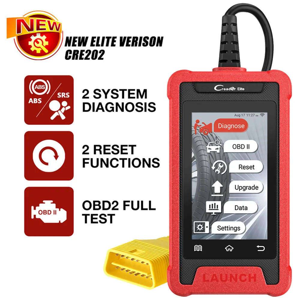 X431 Elite LAUNCH ddmysmile Creader Cre202 Obd2 Diagnostic Tools 2 Systems ABS SRS Diagnoses 2 Resets EOBD Scanner Lifetime Free Update Smile