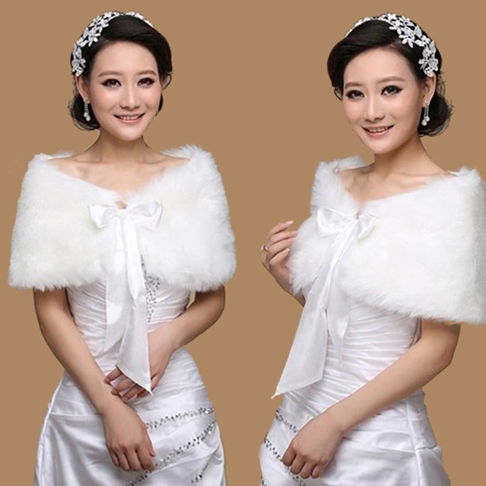 Women Soft Cape Wedding Jackets Wedding Accessories Bridal Wrap Wedding Bridal Shawl Winter Cape Fur Shawl Plush Wrap