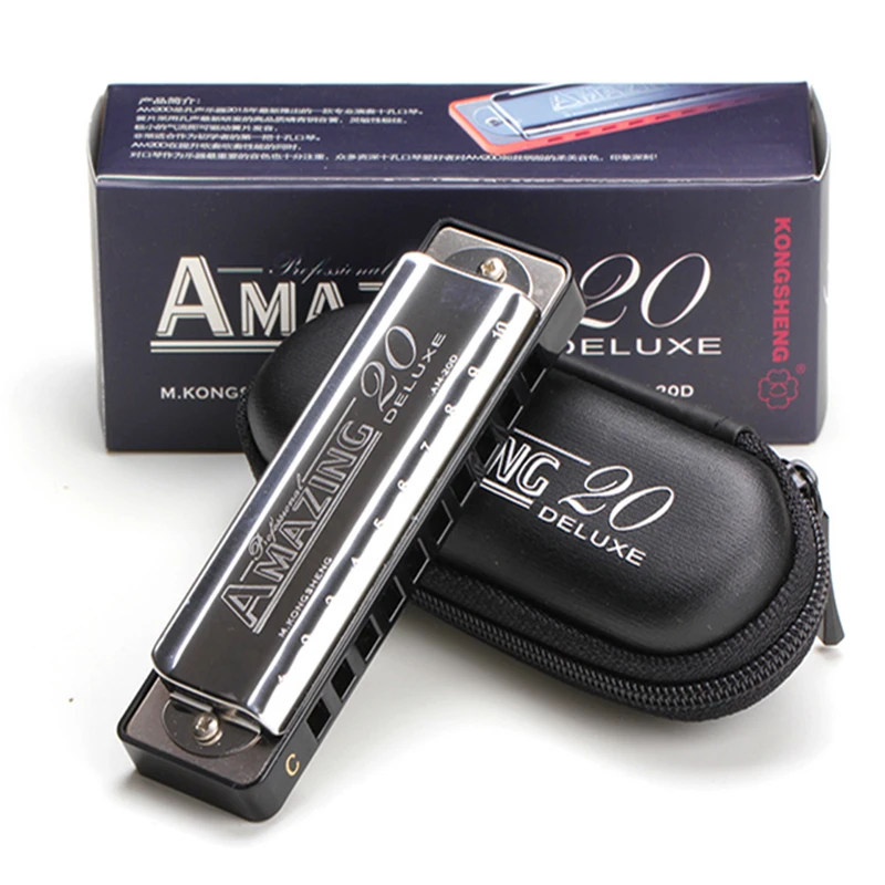 Kongsheng10 Hole Blues Harmonica Mouth Ogan Instrumento Musical armonica chave boca Diatonica Woodwind Instruments Mondharmonica