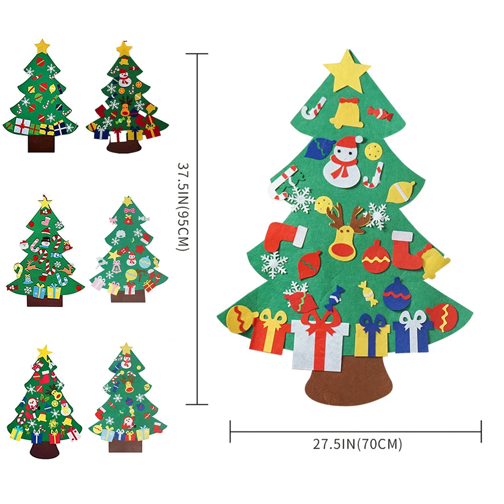 Felt Christmas DIY Kids Tree Merry Christmas Decorations For Home 2023 Christmas Ornaments Navidad 2024 New Year Gifts Xmas Tree smile