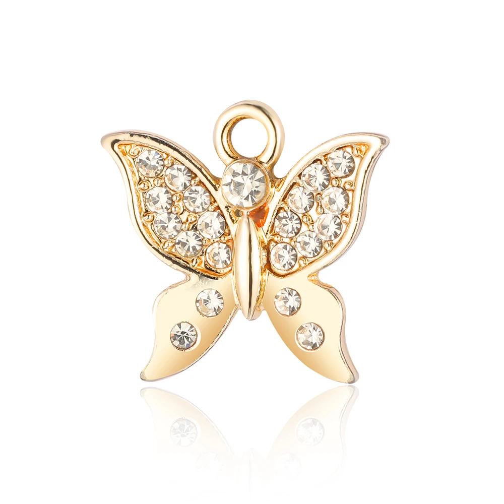 5Pcs/Lot Poker Butterfly Snake Dolphin Rhinestone Zinc Alloy Charms Wing Cross Evil Eye Pendant Bracelet Necklace Making