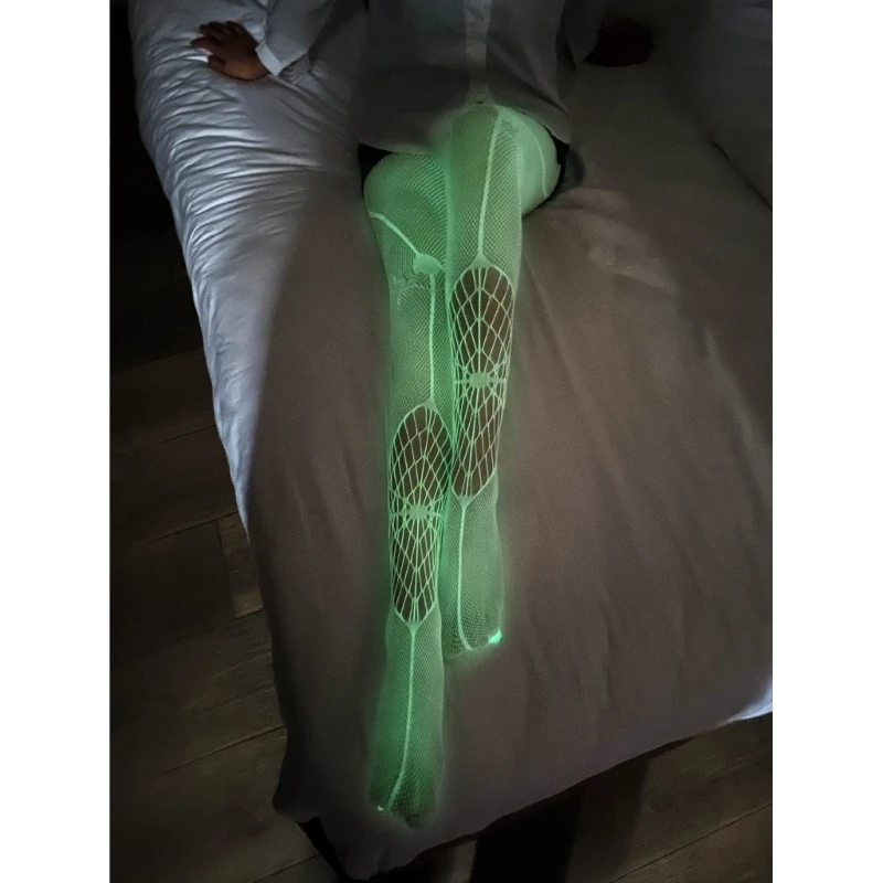 Sexy Socks Ladies Sexy Fishnet Stockings Glow in the Dark Luminous Glowing Fishnet Socks z241106