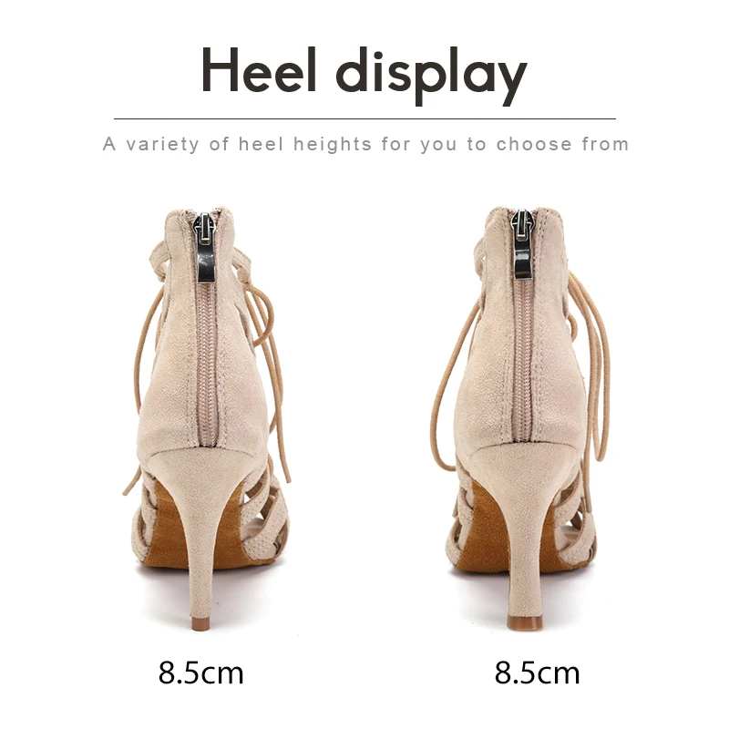 DKZSYIM Women Latin Dance Shoes High Heels Cut-Outs Thin Heels Dance Boots For Ladies Women's Dancing shoes SALSA/Ballroom