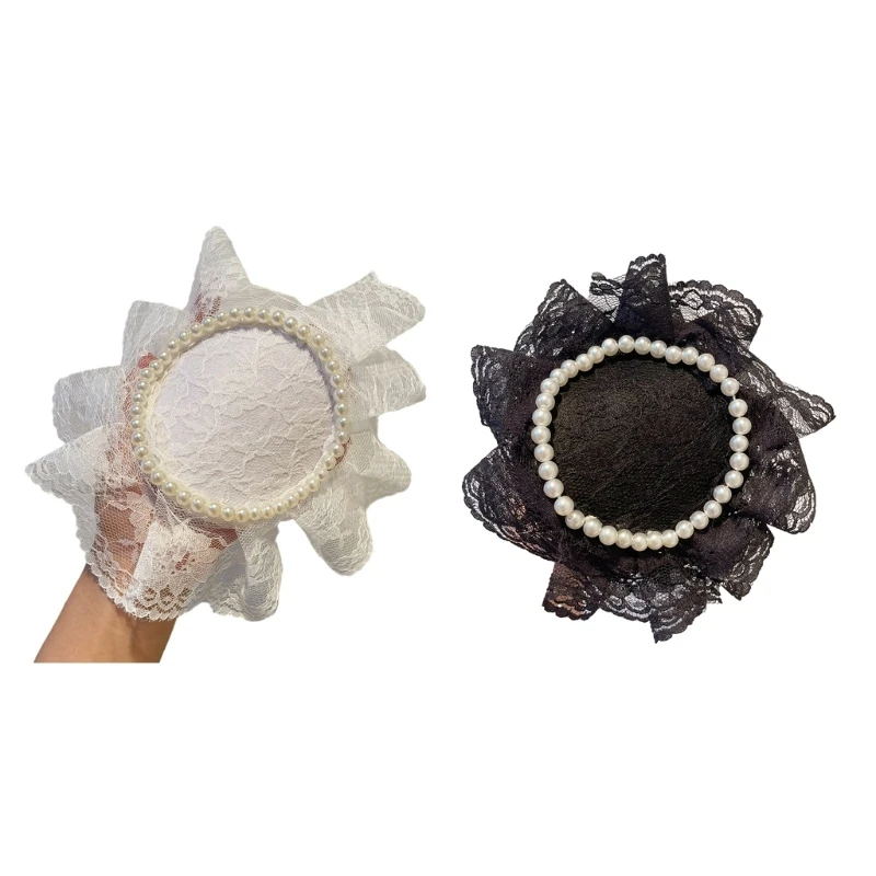 Pearls Headband Fascinator ddmysmile Vintage For Tea Party Wedding Costume Lace Pillbox Wedding Headwear Mrs. Maisel Drop Shipping Smile Mrs.