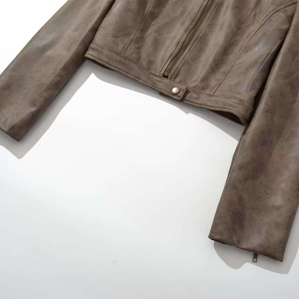 shanshi leather jacket women Autumn New Style Women's Pocket Making Used Motorcycle Jacket Leather Coat Women