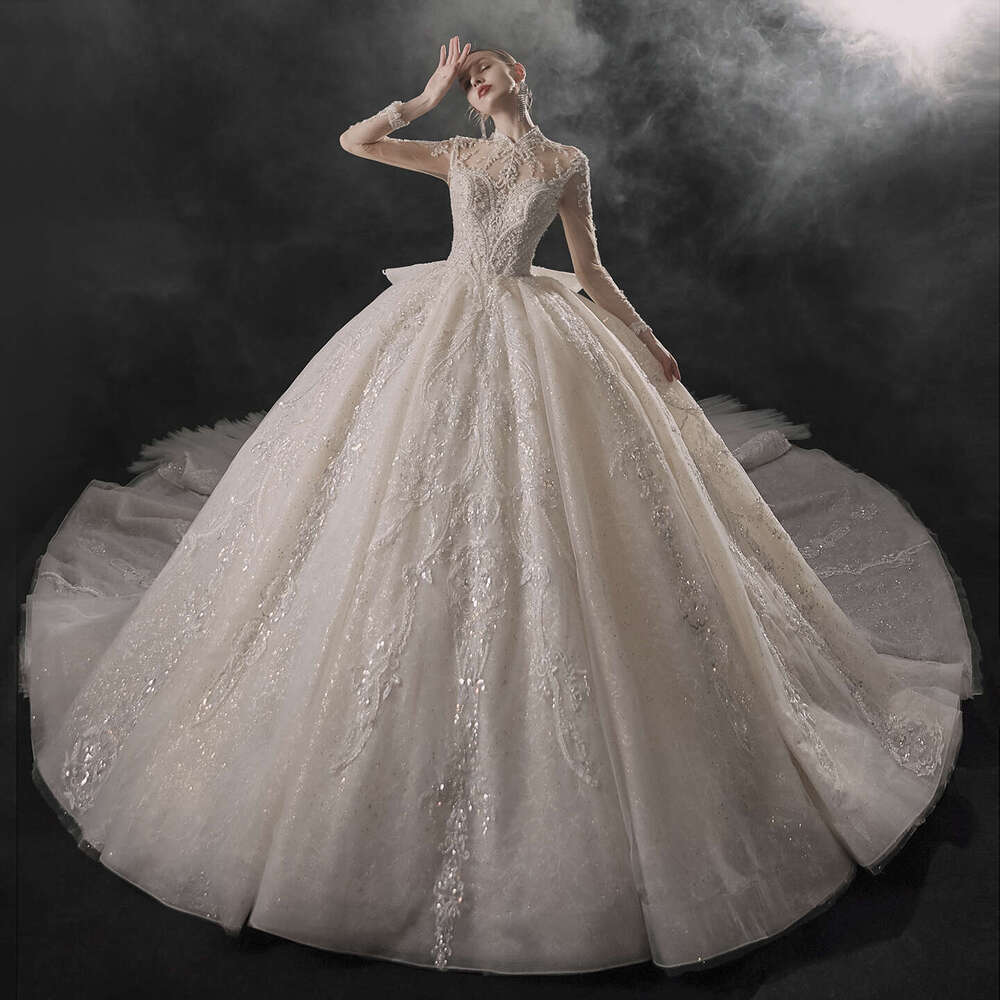 Said Sharon Saudi Arabia Long Sleeves Dubai Wedding Dress For Women Beaded Ball Gown Pricess Bride Dresses H-004 Es 6660311