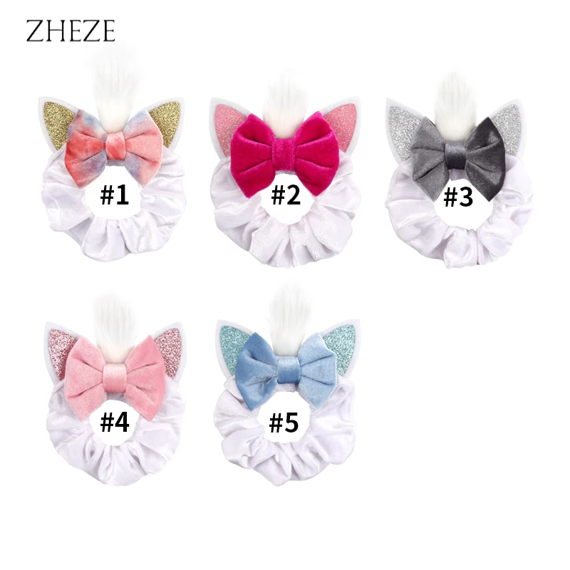 Ears Cat 2024 NEW Veet Hair Scrunchies For Girls Women Cute 4"Bow Elastic Hairband DIY Hair Accessories Boutique Gift Mujer smile