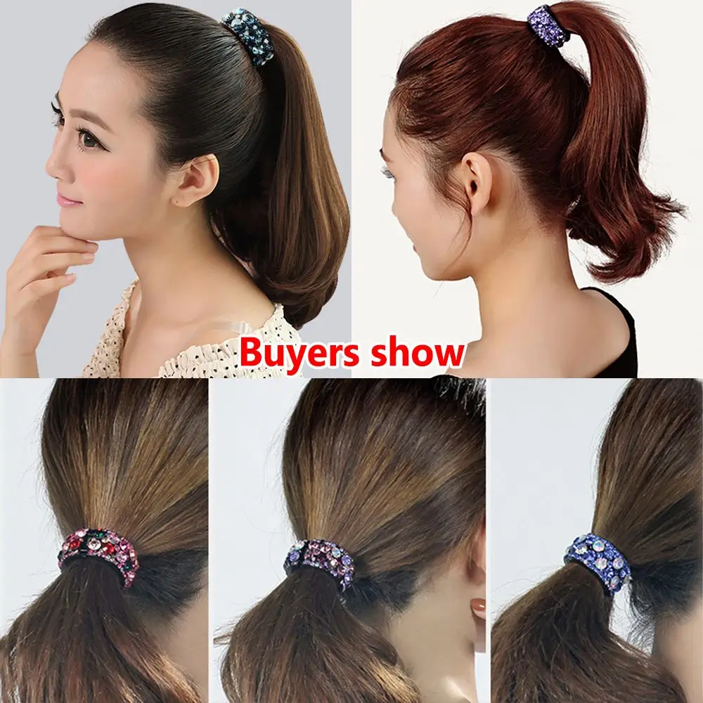 Hair Styling Accessories Dia Ponytail Holder Ring Mini Claw Hair Clip Crystal Hair Bun Maker Hair Holder Buckle smile