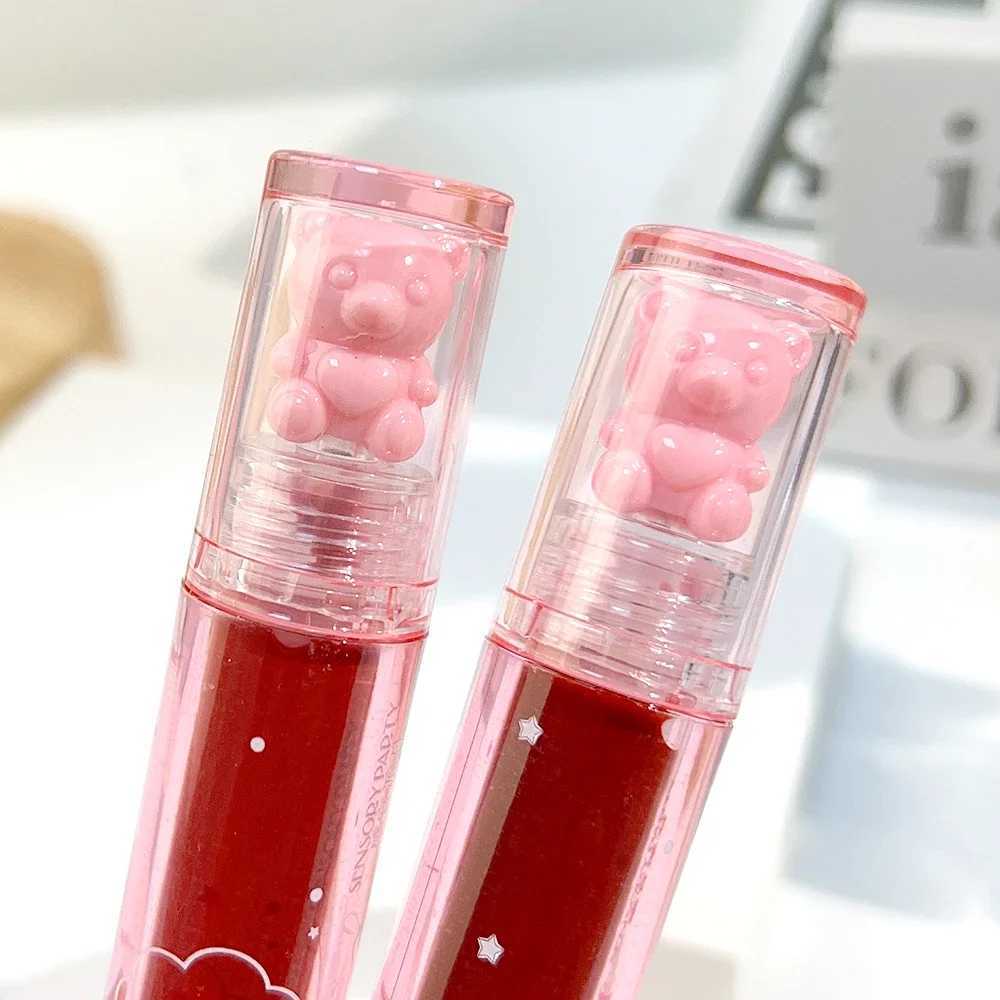 Crystal-frozen Glossy Lip Glaze Cute Bear Pink Jelly Lipgloss Glossy Mirror White Nude Liquid Lipstick Lips Makeup Korean MakeupXJ250208