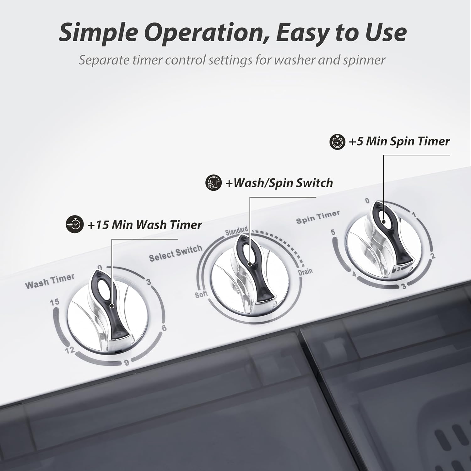 Spurgehom Portable Washing Machine,17.6 lbs Mini Washing Machine Washer(11 lbs) & Spiner(6.6 lbs),Washer and Dryer Combo with Pr