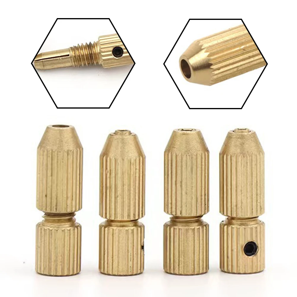 Drill Collet 2pcs/set Brass Chucks 2.0mm Shaft Hole Brass Motor Shaft Clamp For Electric Motor Shaft Drill Bit Tool Chuck Adapte smile