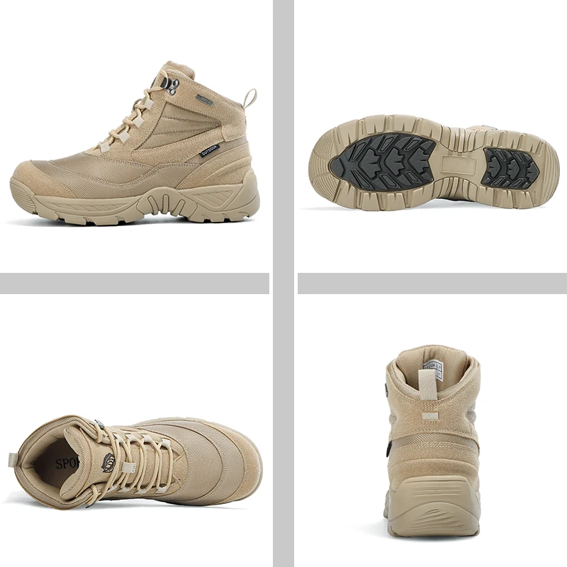 Boots Men Boots Army Boots Light Lace Up Casual Combat Boots ddmysmile For Men Outdoor Anti-Slip Ankle Boots Hiking Shoe Smile