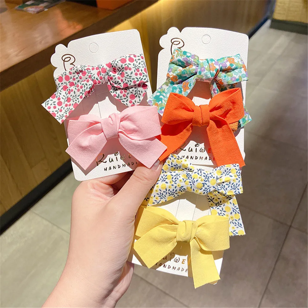 Floral Bow Colorful 2Pcs/Set Hair Clip For ddmysmile Baby Girls Cute Sweet Headwear Handmade Hairpin Hair Accessories Smile
