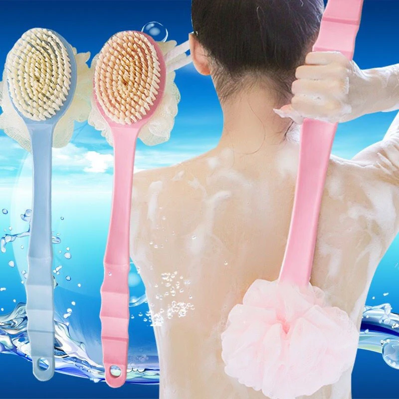 Long-handled Scrubbing Artifact Brush Bath Scrubbing Towel Household Bathroom Supplies Soft Hair Bathing Back Scrubbing Brush smile