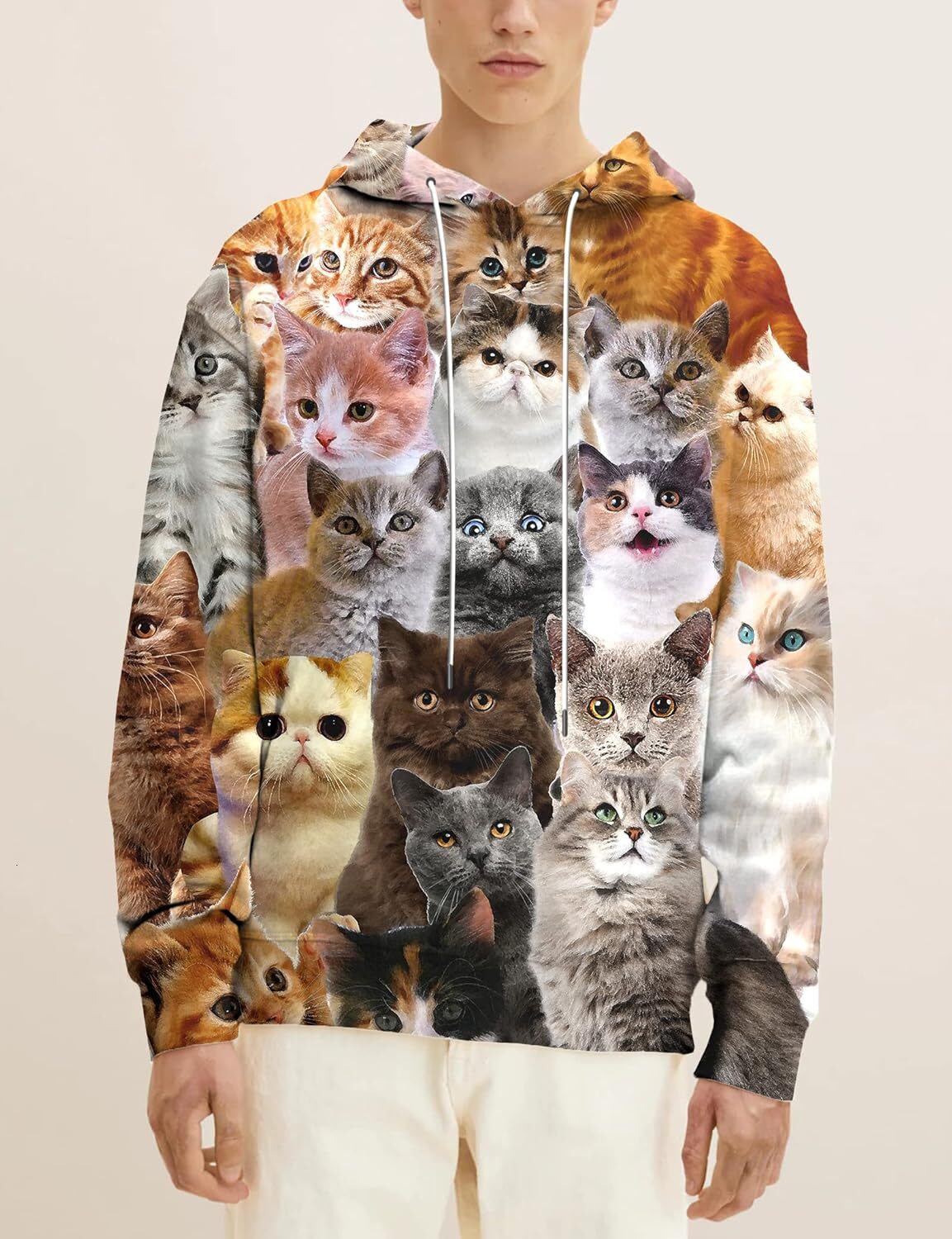 Hoodie for Mens Womens Unisex Adults 3D Printed Fashion Hoodies for Men Women Pullover Novelty Sweatshirts with Big Pockets Graphic cute cat