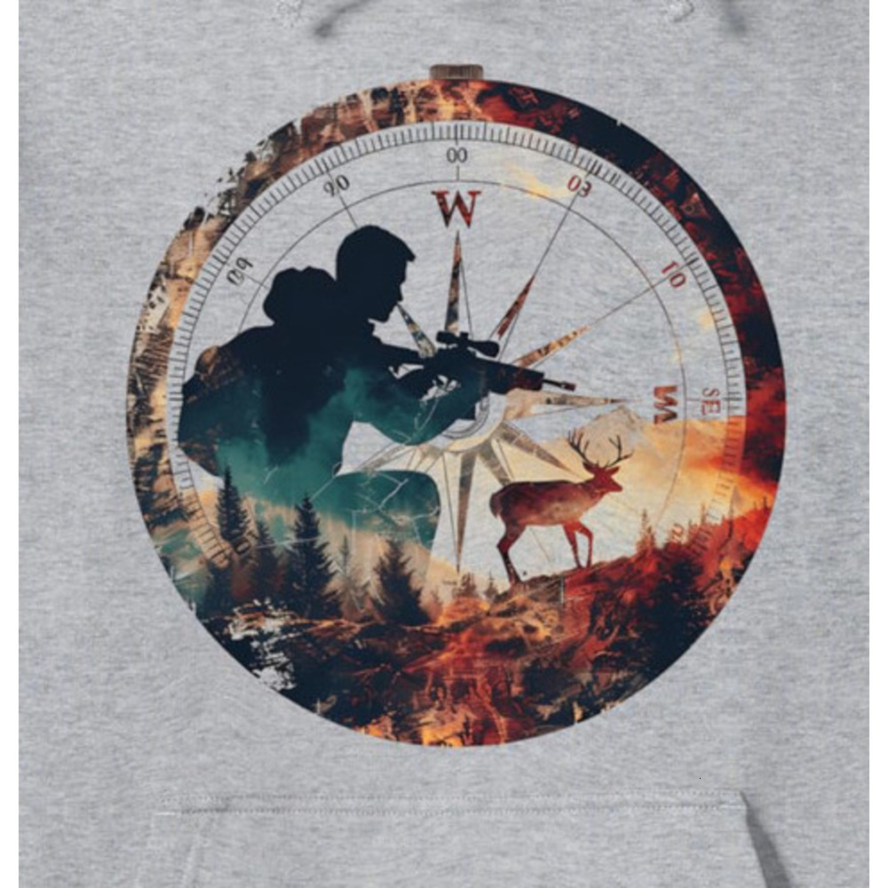 Hoodie for Mens Womens Hunting Compass Deer Hunter Gift Idea For Men Pullover Hoodie Graphic Hoodies sweatshirt