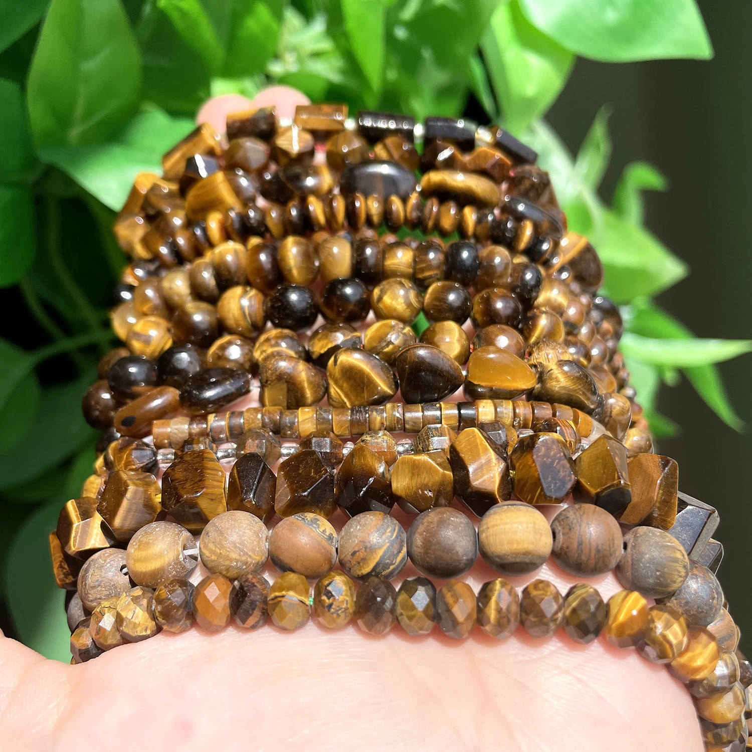 Natural Yellow Tiger Eye Stone Beads Round Multiple Rondelle Cube Faceted Heart Loose Beads DIY Jewelry Making Handmade Bracelet