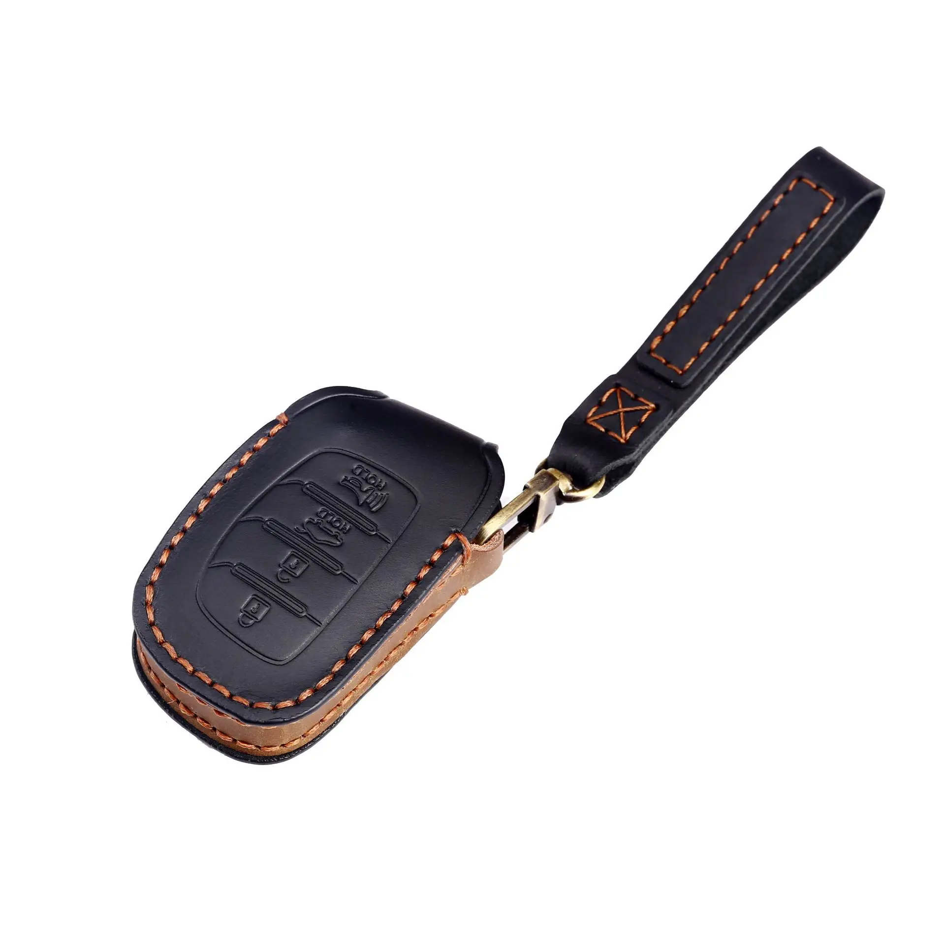 Key Genuine Leather Car Case Cover Fob Shell for 2013 2014 2015 Hyundai Santa Fe Sonata XL ix35 XL ix45 smile