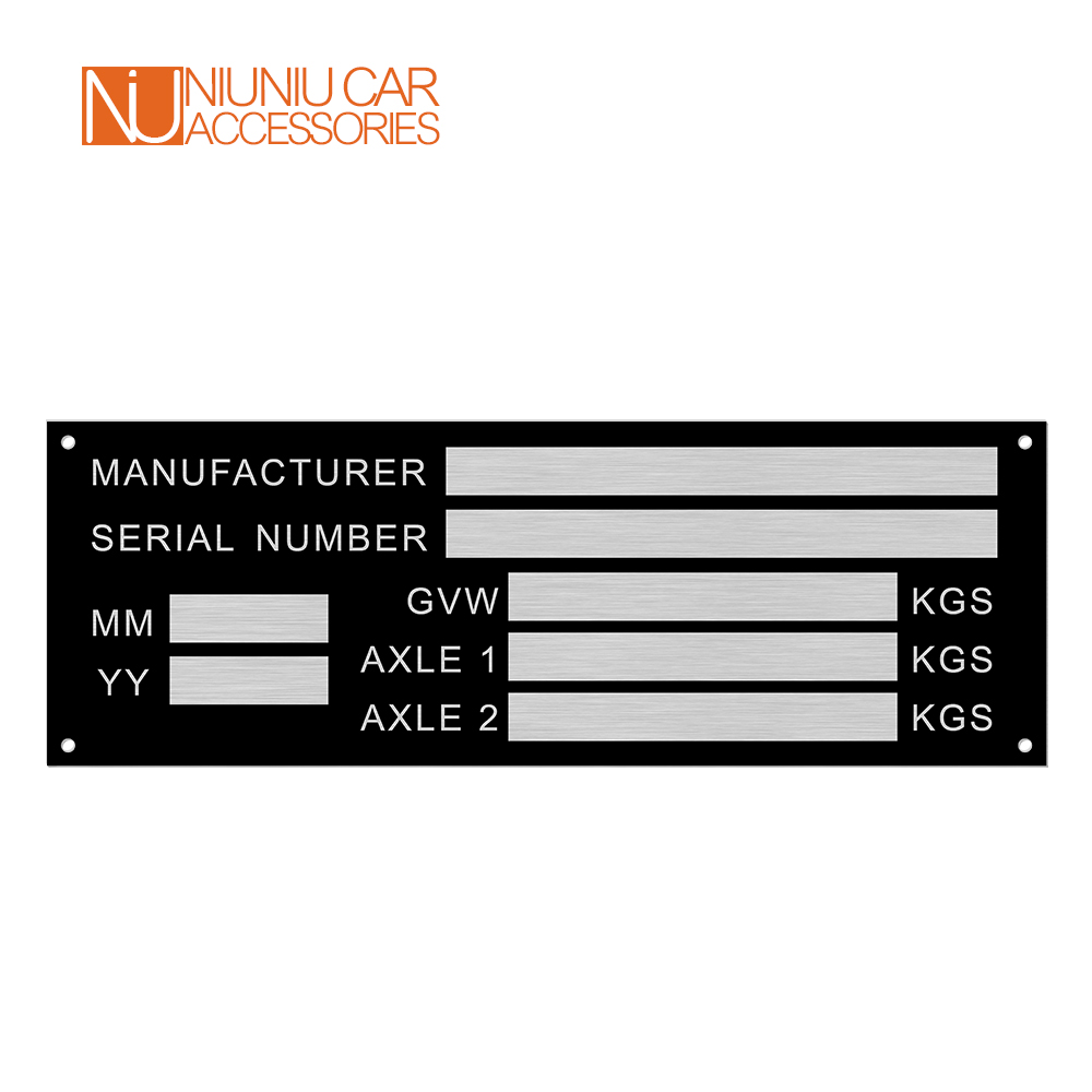 Blank or Engraved Aluminum Vehicle ID Tag 2025 Trailer Weight Plate Smart new Car Box Boat Bike VIN Chassic RV Camper Parts