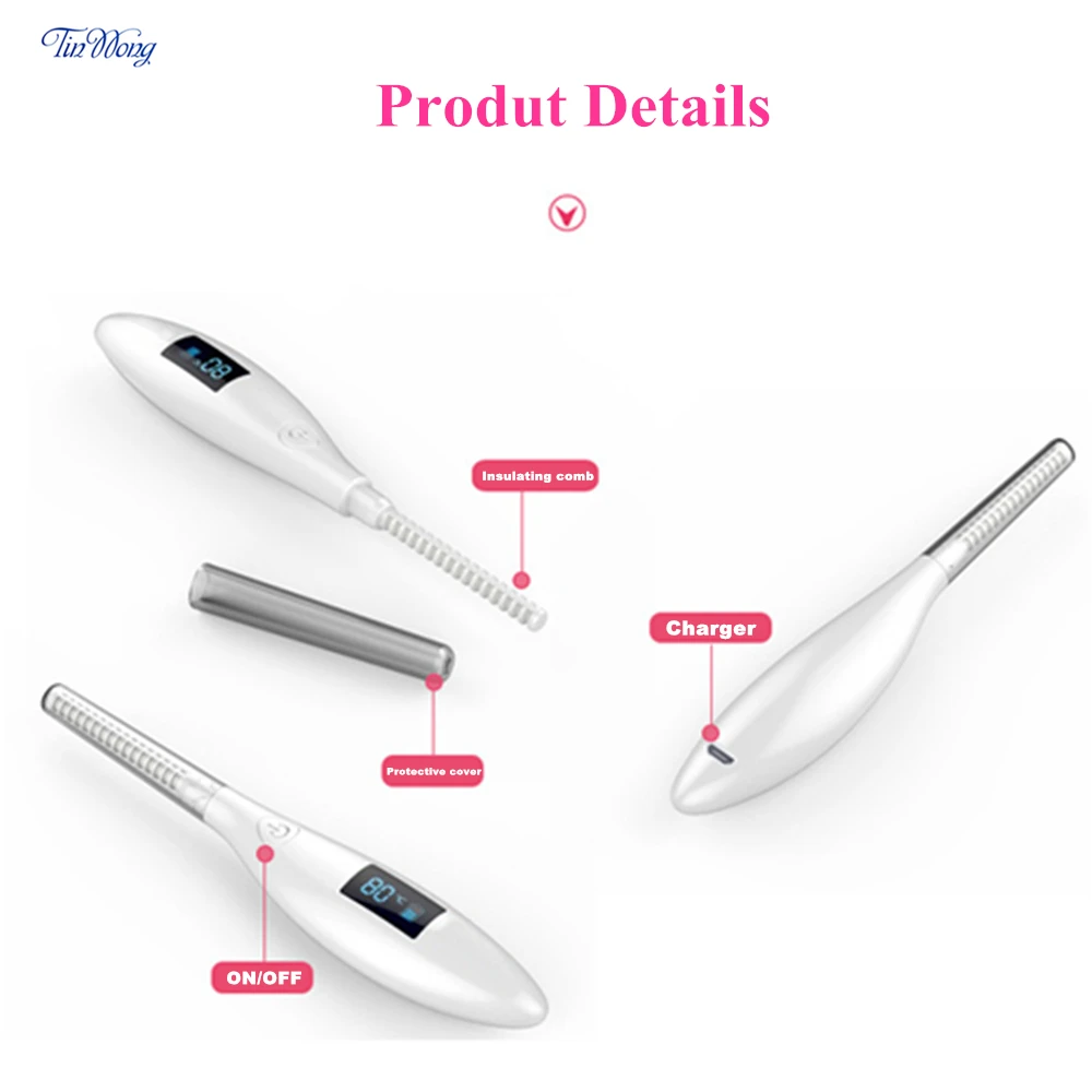 Eyelash Tinwong Curler Electric USB Rechargeable Ceramic Inner Core Heated ddmysmile Long-Lasting Smile