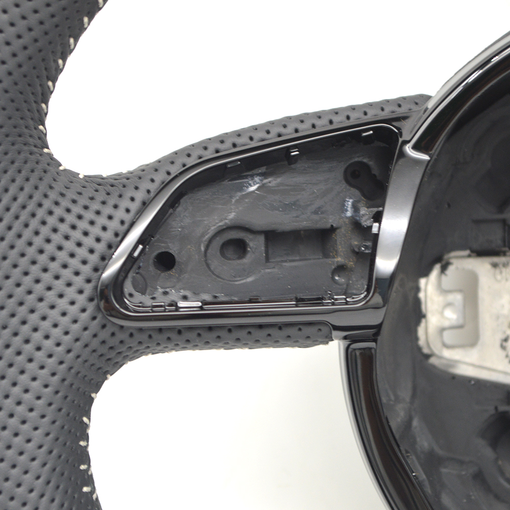 For Audi A4 B8 A5 A6 A7 Q3 Q5 Q7 Black semi perforated multifunctional steering wheel without paddles or markings