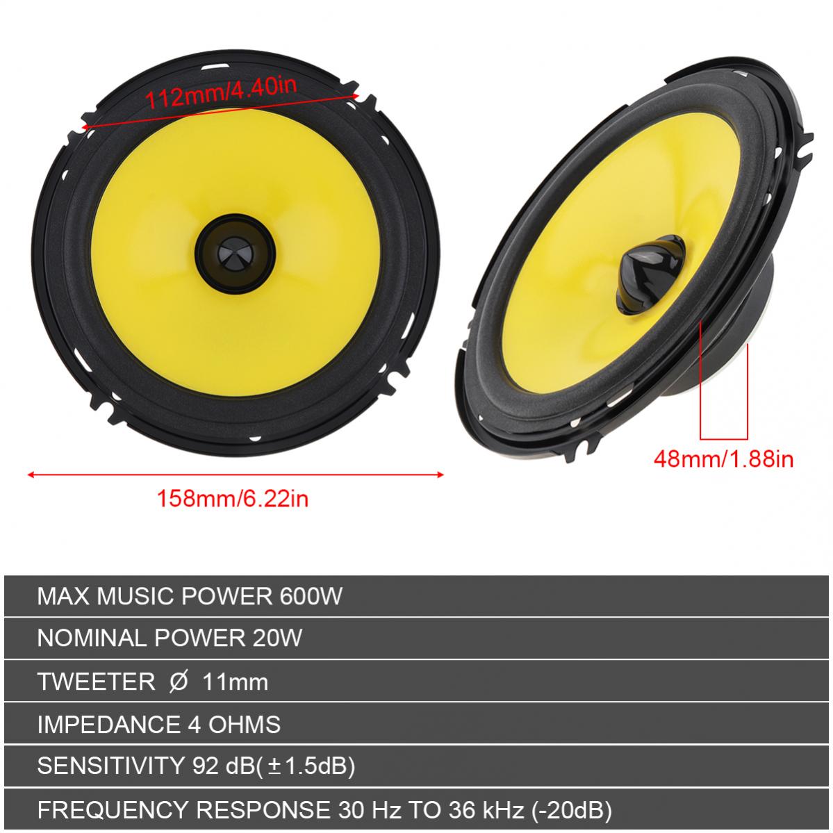 2pcs 4 / 5 / 6 Inch 600W Car Audio Speaker Universal Heavy Mid-bass Ultra-thin Modified Speaker Non-destructive Installation