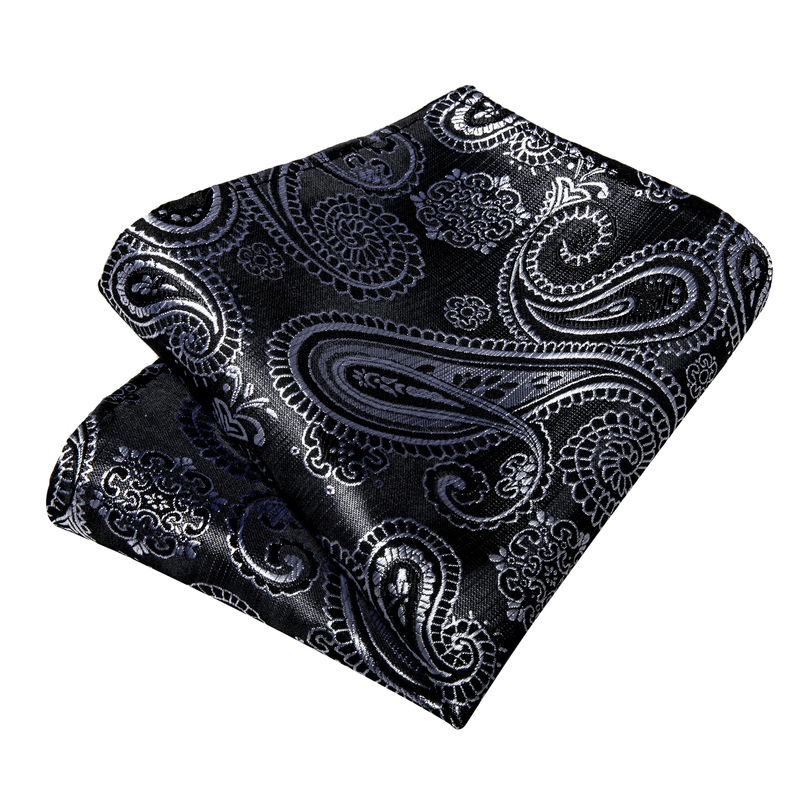 Sier Black 2023 And New Paisley Silk Ties For Men Wedding ddmysmile Groom Accessories 8Cm Necktie Handkerchief Cufflinks Gift Smile