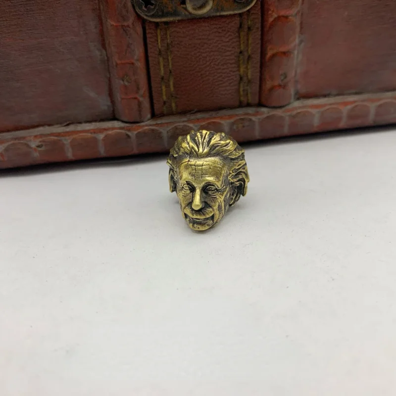 Great EDC Physicist Brass Head Sculpture Knife Bead Lanyard Pendants Charms Paracord Bead DIY ddmysmile Umbrella Rope Bracelet Accessories Smile