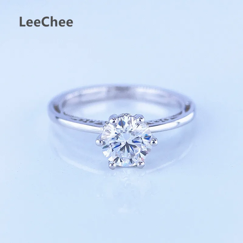 Ring Moissanite 1CT 2CT Lab Dia with Certificate 6.5MM 8MM Fine Jewelry Real Sterling Sier for Women Anniversary Gift smile