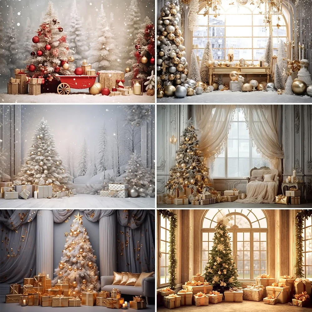 Bonvvie Christmas Photography Backdrop new Winter Window Gift Baby Portrait Photographic Family 2025 Party Background for Photo Studio