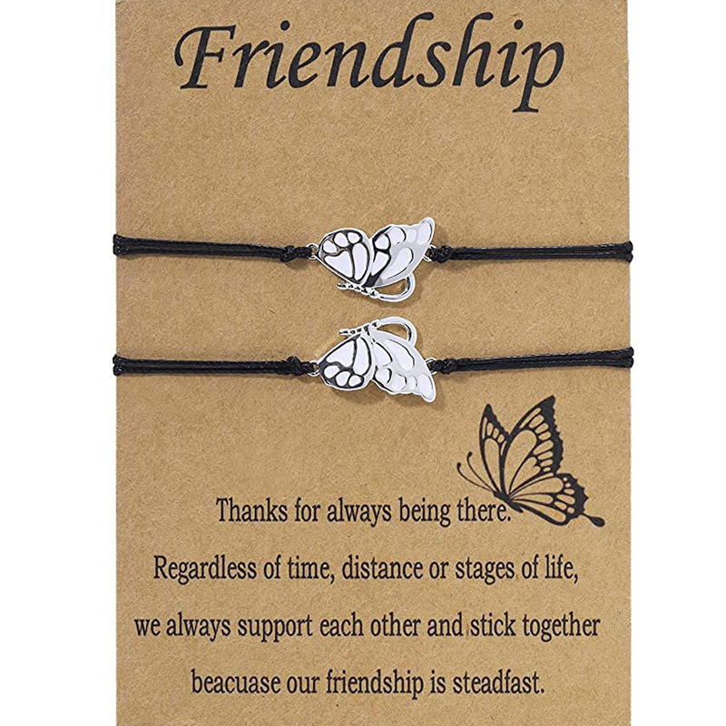 Friend Butterfly Best Friendship Bracelet for 2 Girls Gold Sier Color BFF Matching Butterfly Wings Long Distance Bracelet Gift smile