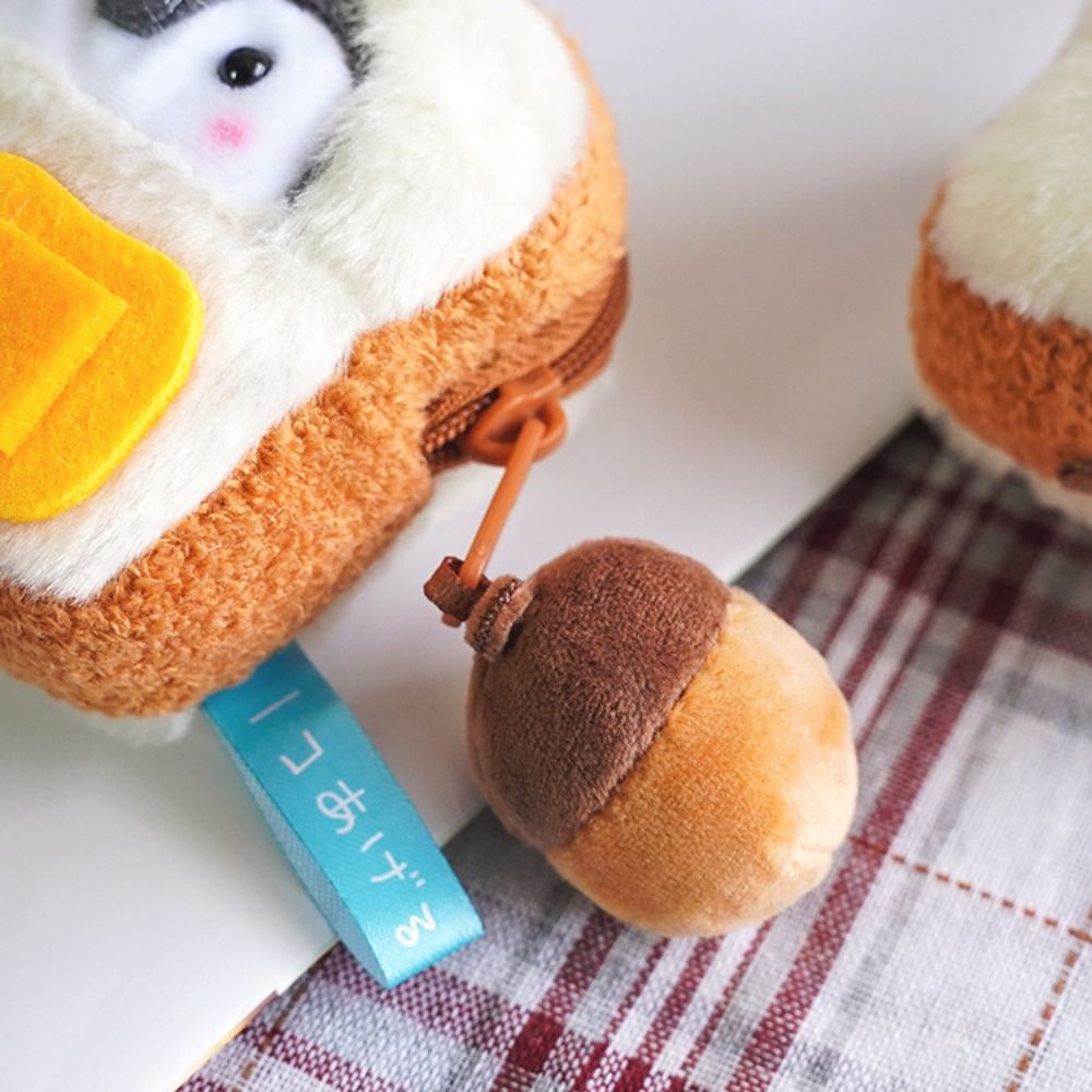 Bread Breakfast Series Penguin Pendant Cute Sausage Milk Squeak Keychain Earphone Bag Japanese Style Plush Coin Purse Travel