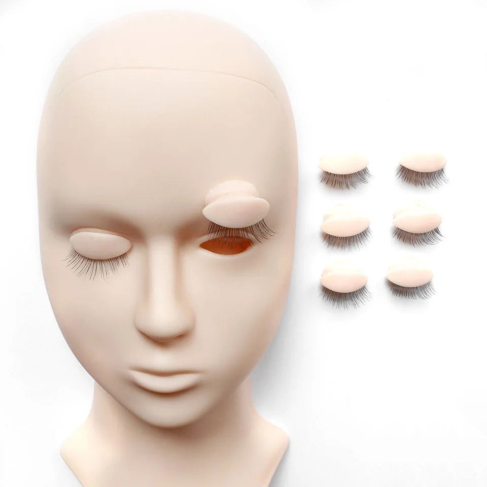 New Head Replacement Mannequin Eyelids Silicone Practice False Eyelash Extensions Makeup Model Massage Training Sets 3 Colors smile