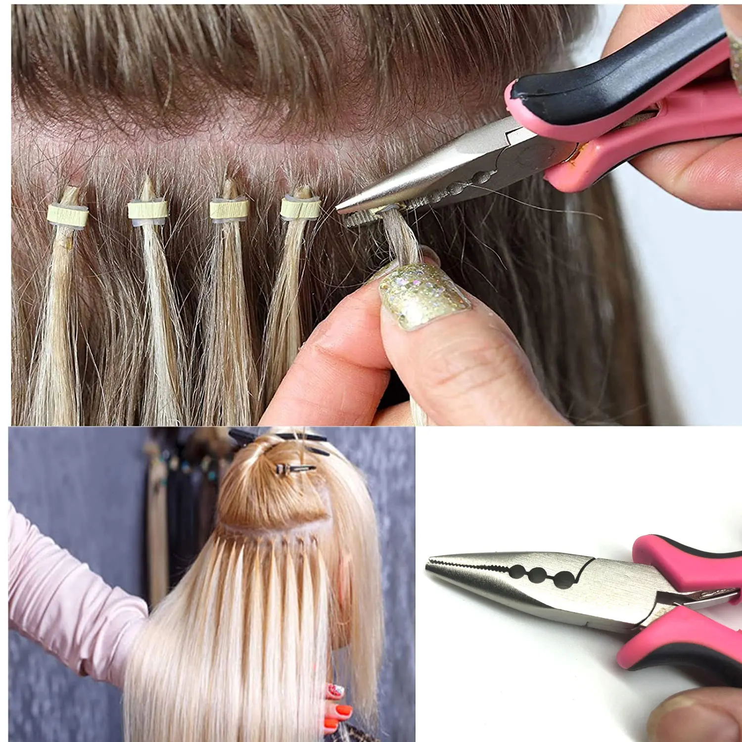 Hair Alicate Pince plate Plier Hair Extensions Pliers 5" Professional Rings for Nano Silicone Micro Beads Tool